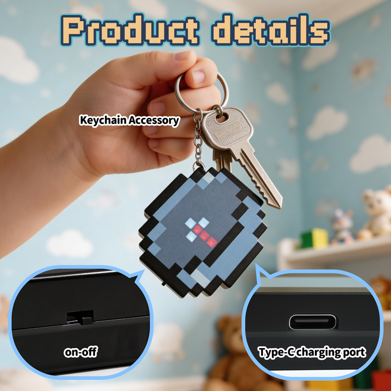 Gaming Accessories Kids - Nuovo 2026 Bussola Pixel Ricaricabile Portachiavi,