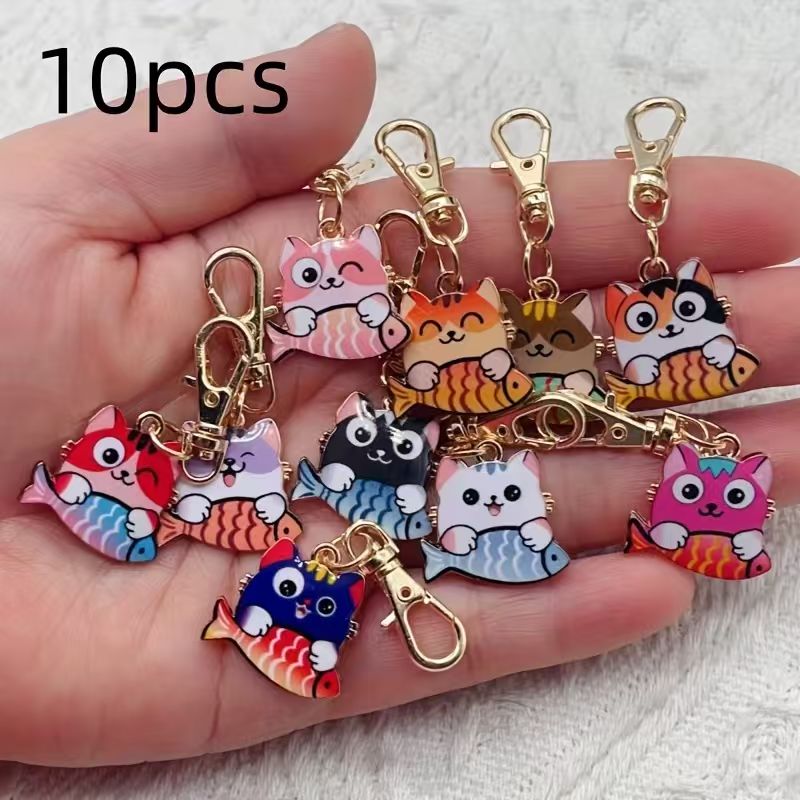 Gaming Accessories Gifts - Portachiavi con gatto stampato in lega,